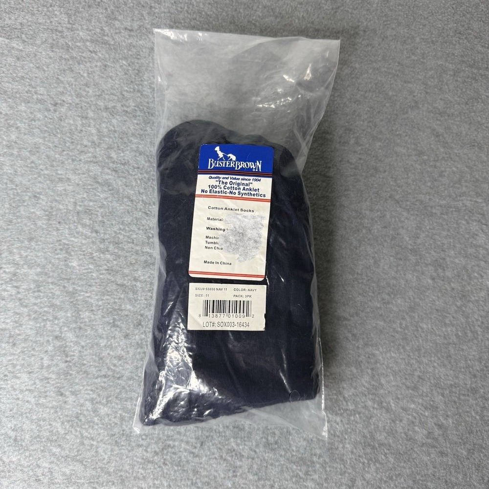3‎ pair Navy  Buster Brown Anklet Cotton Bobby Ankle Socks Size 11